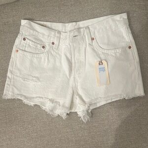 Levi's White Raw Hem Jean Shorts